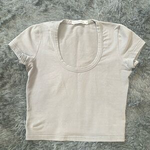 Brandy Melville Light Gray Scoop Neck Tee